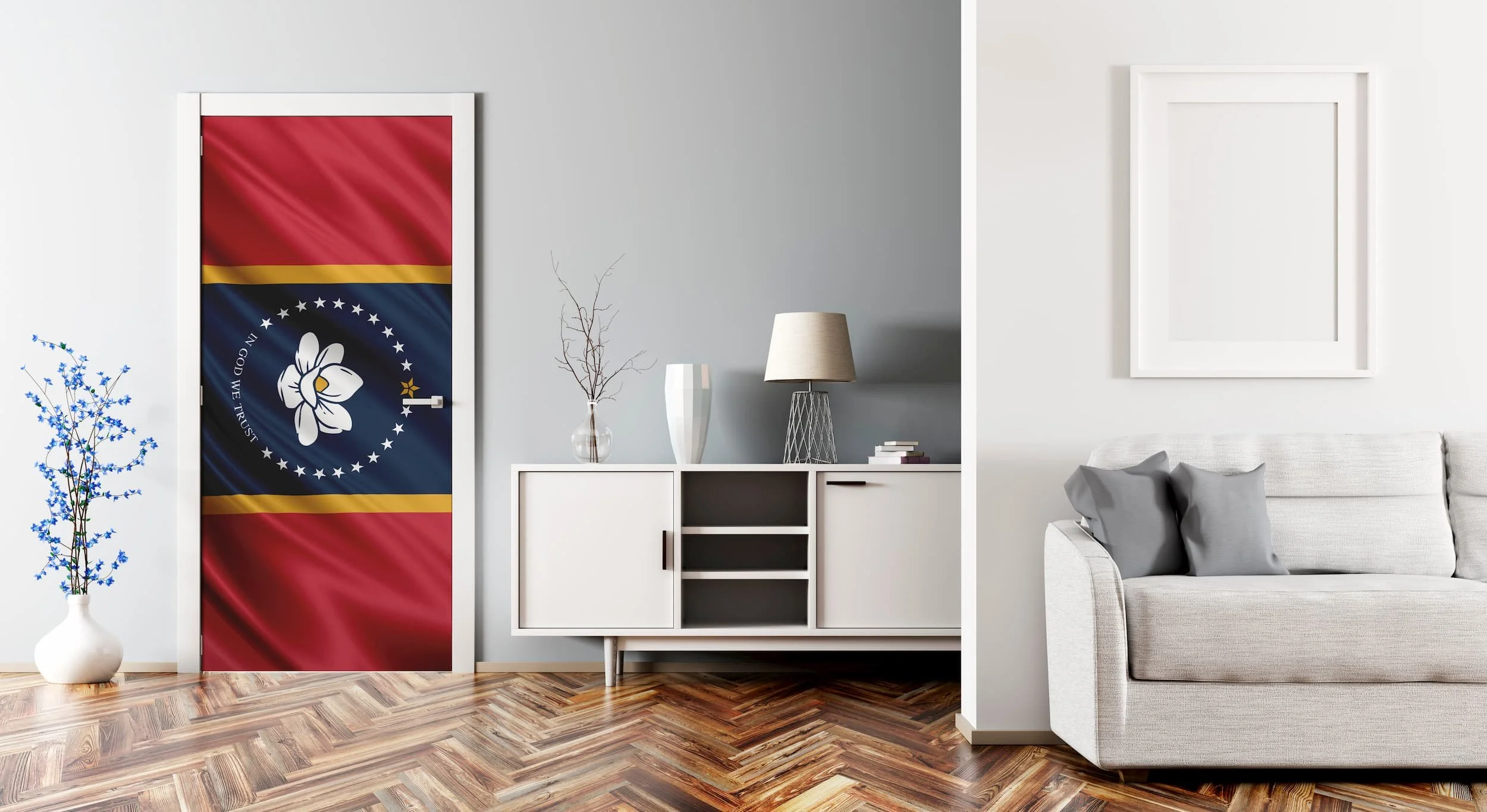 Wavy Flag Mississippi Flag - Custom Printed Door Wrap